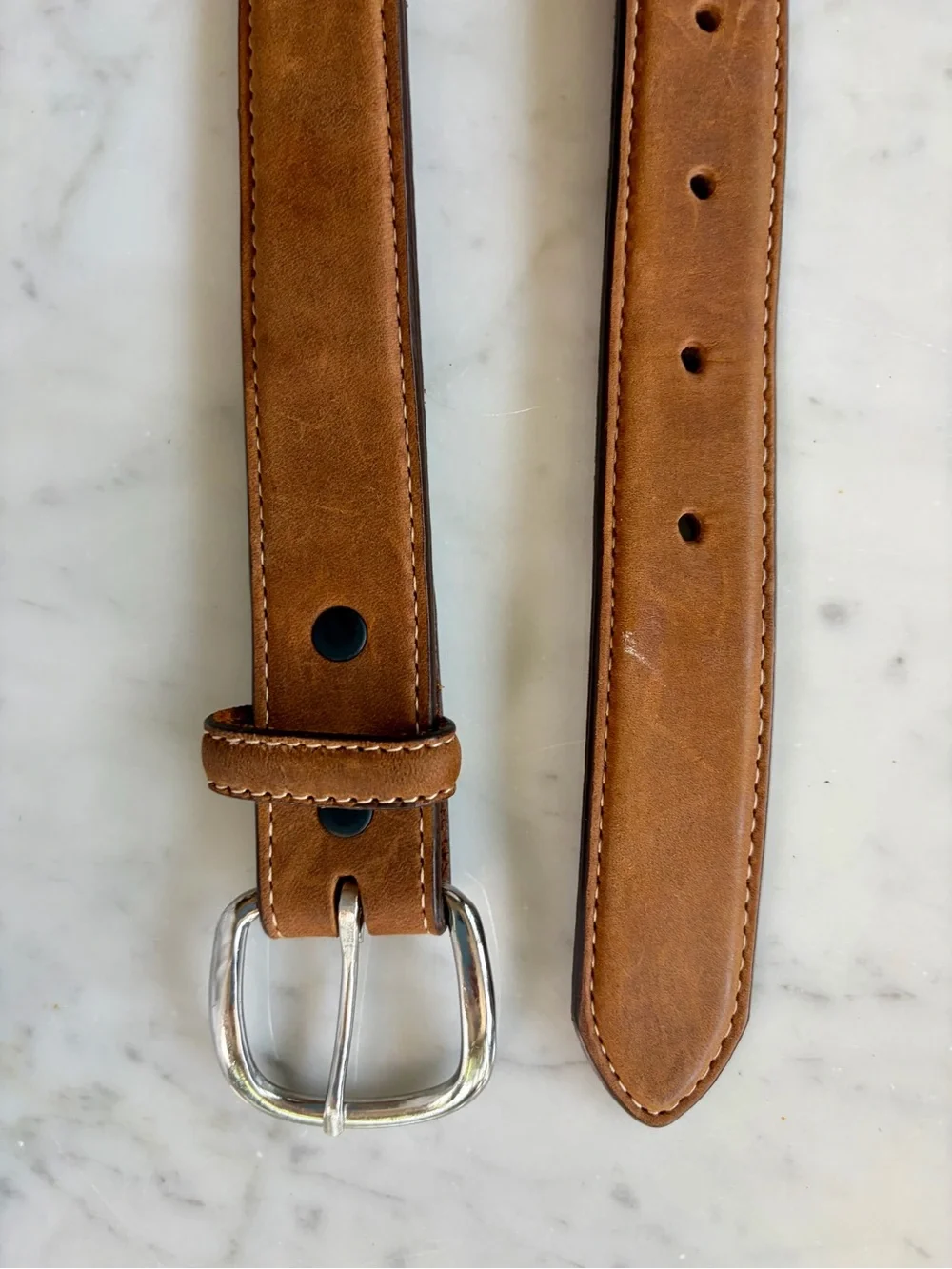 Tony Lama Western/Native American Leather Belt w/Silver Buttons&Buckle, 22”, EUC